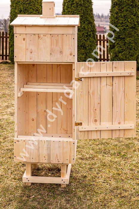 Wędzarnia ogrodowa drewniana DUŻA, 2-komorowa.