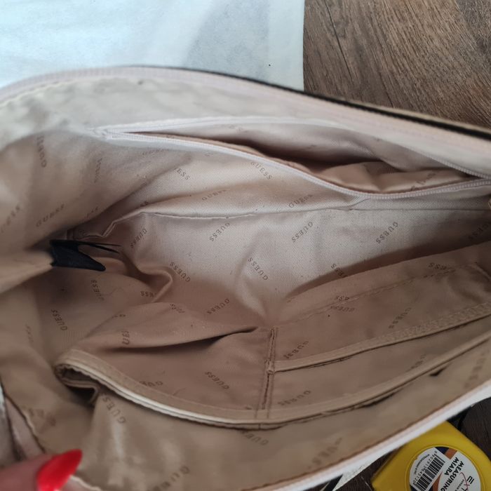 Guess torba 3 w 1 shopper czarna duża dwustronna + mała beżowa logowan