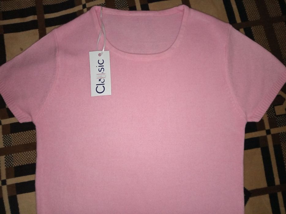 Женская вязанная кофточка, футболка с коротким рукавом