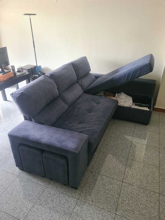 Sofá cama com chaise longue