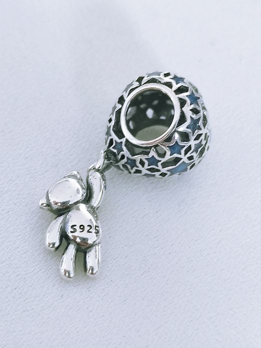 Niebieskie Serce z misiem  charm's przywieszka s 925