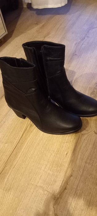 Kozaki Botki ze skóry 38 obcas 6 cm