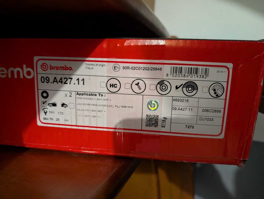 Discos de travão frente Brembo 09.A427.11 (FORD | VOLVO | LAND ROVER)