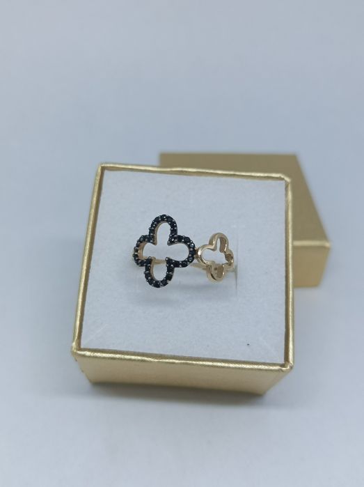 Złoty pierścionek koniczynki próba  585 rozmiar 13