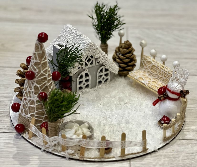 Зимові новорічні композиції, новогодние поделки, поробки, аплікаціі