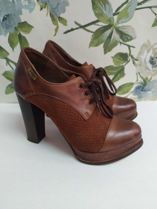 Sapatos salto alto compensados, couro/pele genuína, tam. 37