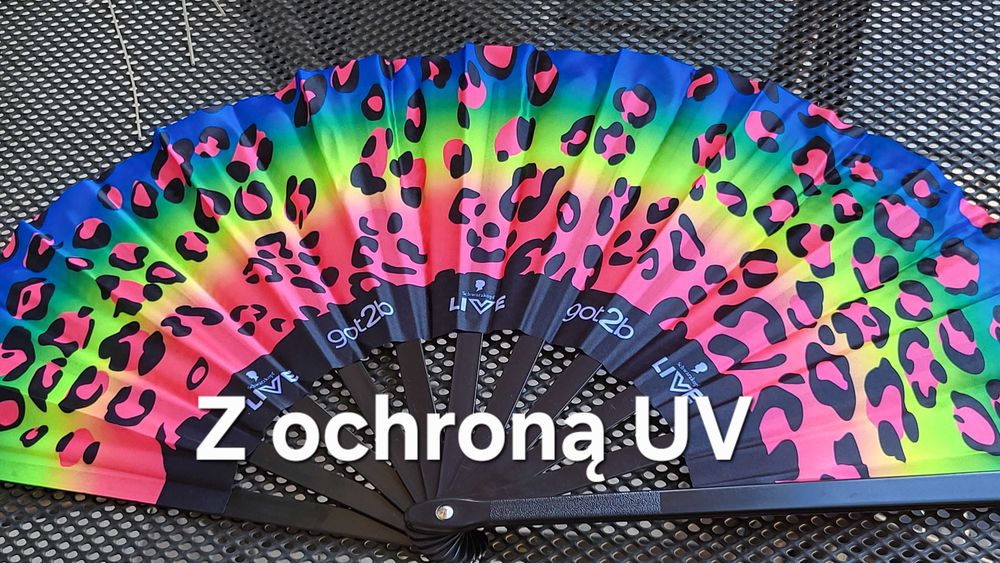 Darmowa wysyłka ! Wachlarz z ochroną UV / bardzo duży 64 x 34 cm