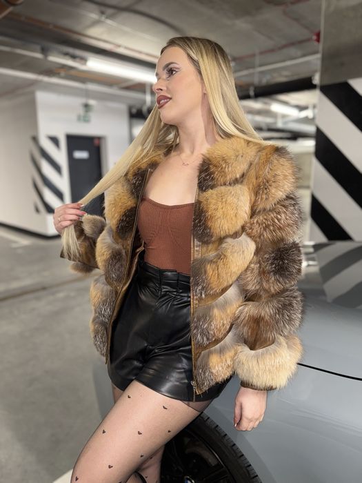 Futro ombre lis rudy pospolity srebrny m 38 nowe brąz krótkie 2 w 1