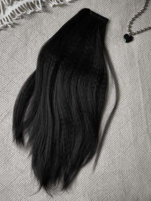 Шикарний чорний хвіст, штучний хвіст, шиньон перука