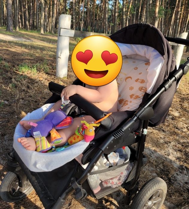 Коляска детская 2в 1 черная