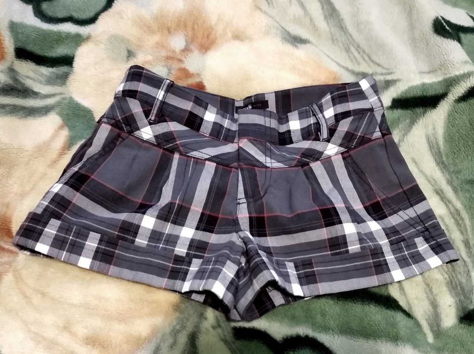 Серые клетчатые шорты женские шорты короткие XXS