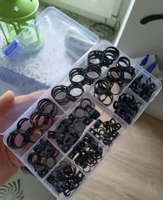 Набір хомутів в органайзері зажим 100шт 6-17мм сталеві міцні зручніНов