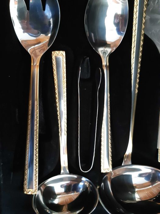 Faqueiro Globus, inox, dourado/prateado, novo, na mala original