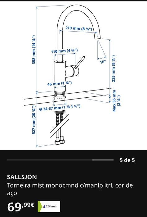Torneira Misturadora SALLSJON IKEA