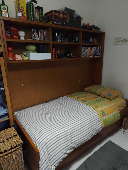Cama dupla de solteiro com arrumação 1mx2,05m de madeira maciça