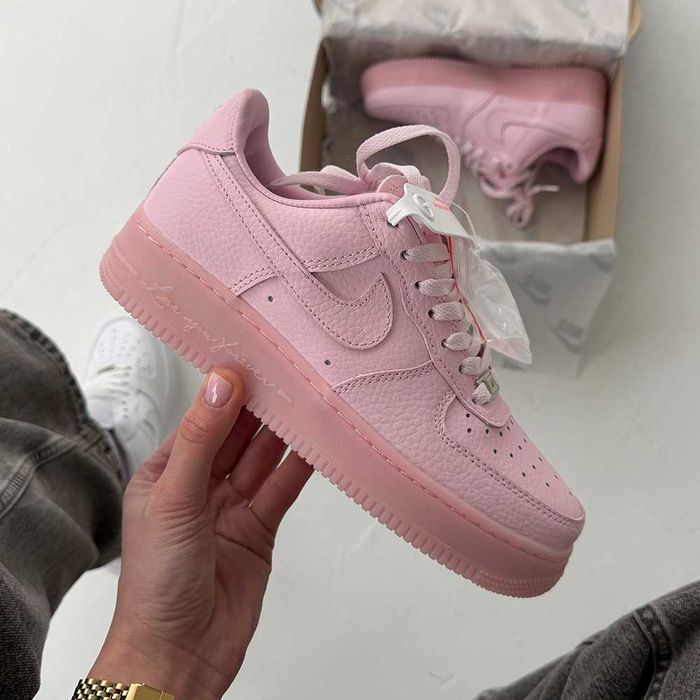 Кросівки Nike Air Force x Nocta 1 Low Pink Foam Love You Forever | кеди Найк Аір Форс х Нокта 1 Лов рожевого кольору шкіряні