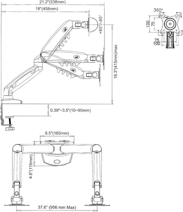 Suporte de mesa para 2 ecrãs