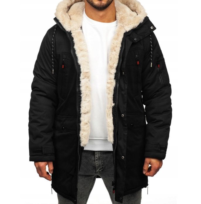 Czarna kurtka męska zimowa parka Denley w rozmiarze M