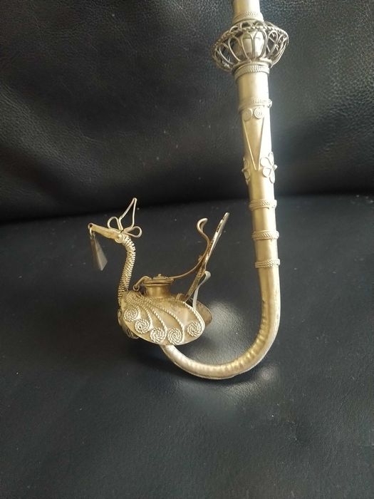Cachimbo prata, filigrana, com motivos esculpidos