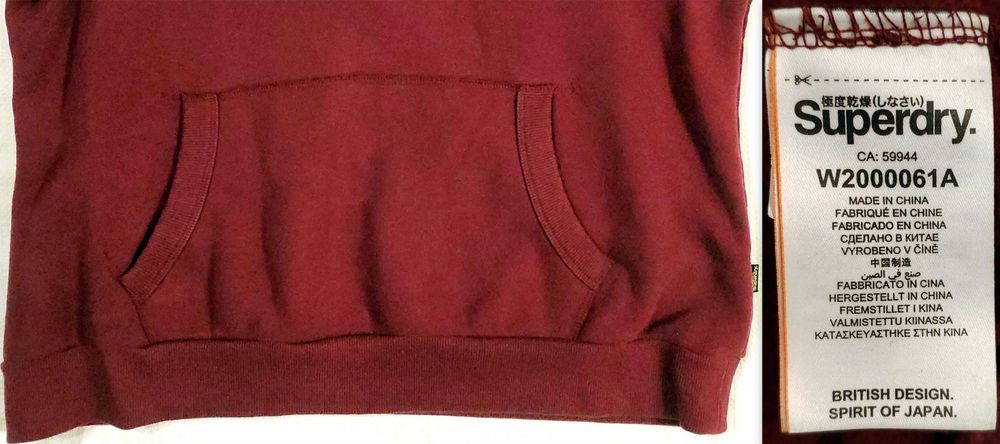 bluza # SUPERDRY Vintage Logo Premium Kaptur Solidna Ciepła LUX # L