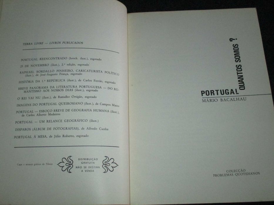 Livro Portugal Quantos Somos? Mário Bacalhau