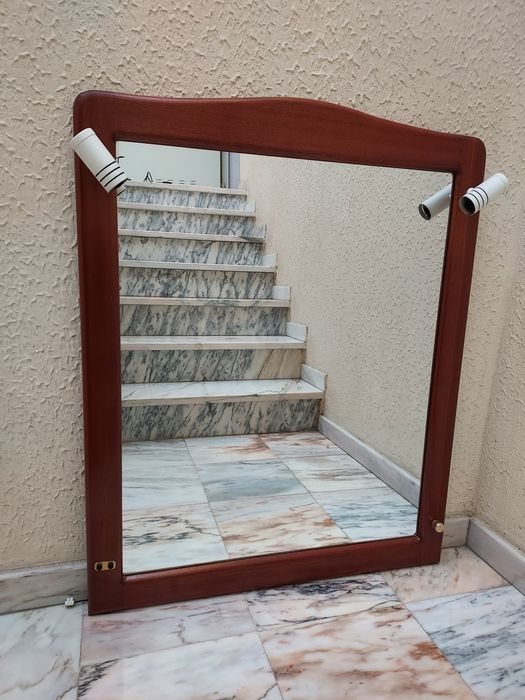 Espelho Moldura Madeira WC