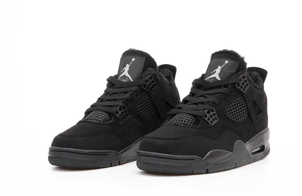 Мужские зимние кроссовки с мехом Nike Air Jordan 4 "Black Cat" Winter