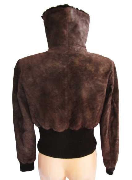 GUESS metaliczna kurtka damska pilotka zamsz naturalny M/L