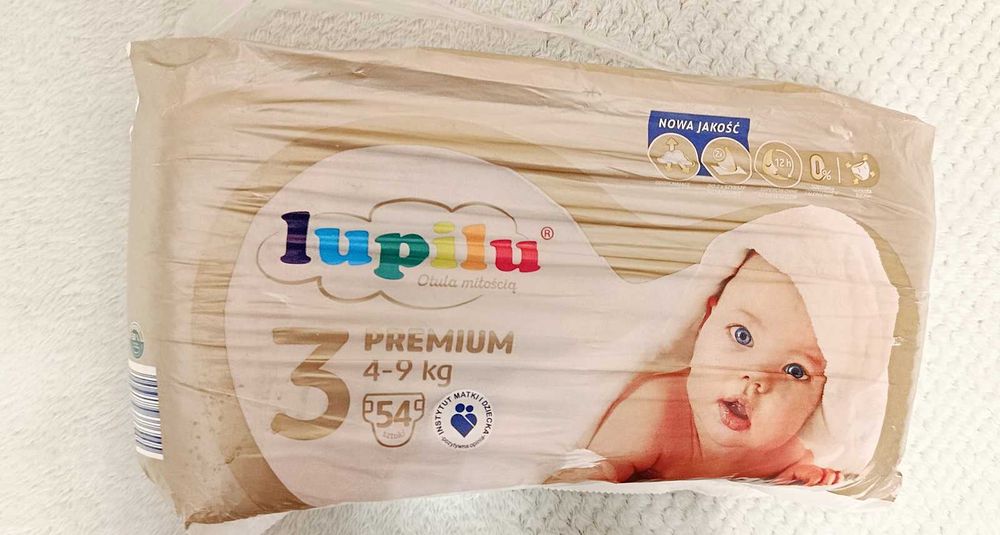 Pieluszki Pampersy Lupilu Premium Rozmiar 3 (4–9 kg) – 54 szt. NOWE całe opakowanie