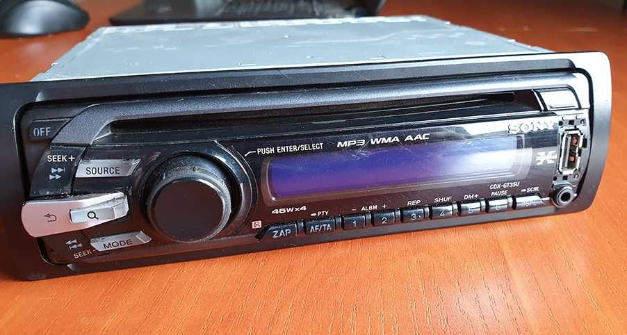 Używane porządne i świetnie grające Radio samochodowe SONY CDX-GT35U, MP3, WMA, AAC, pendrive, odtwarzacz CD czyta wszystkie płyty, 4 x 45 W S-MOSFET