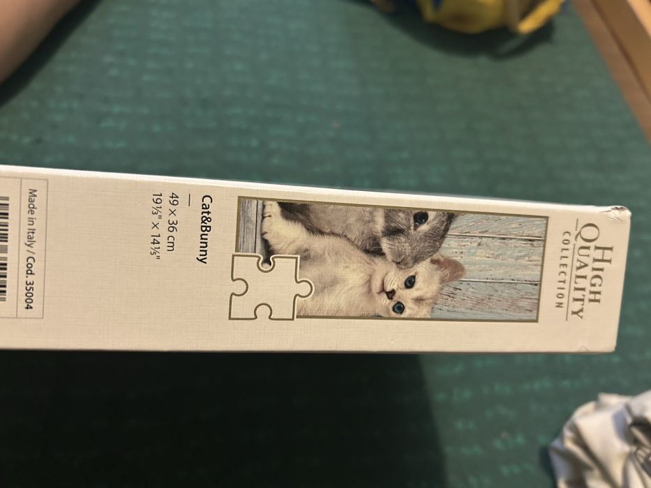 Puzzle 500 pecas: Gatinho e coelhinho