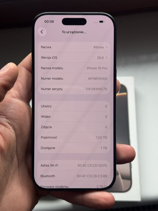 Iphone 16 PRO 1TB Pamięci / 89% baterii