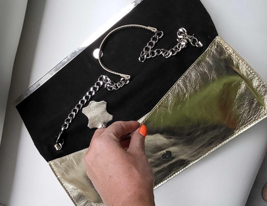 SIMPLE złota torebka skóra naturalna