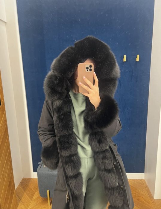 Kurtka parka zimowa z obszyciem z naturalnego futra