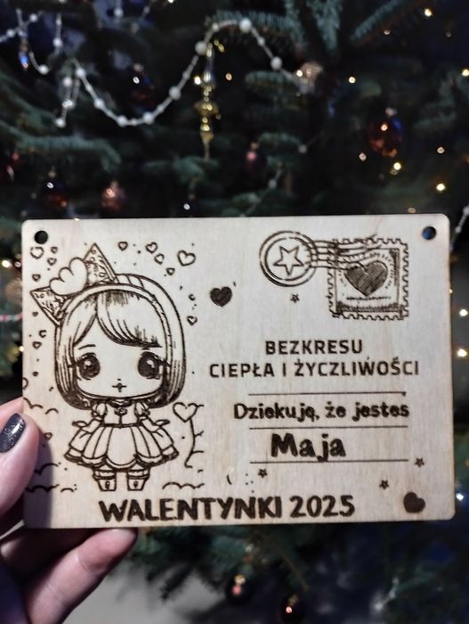 Kartka walentynkowa IMIENNA sklejka