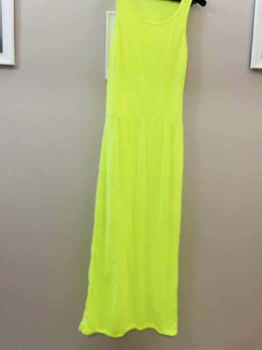 Letnia dluga zwiewna bawelniana neonowa sukienka s