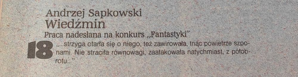 Unikat! Debiut Wiedźmin A. Sapkowski, jak nowa nigdy nie czytana Fantastyka nr 12/1986!