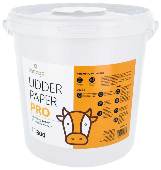 Papier do wymion w wiadrze Udder Paper Pro, 22 x 20 cm, 800 szt