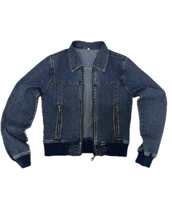 Джинсовка Cropped Heavy Denim Jacket Cuffs Detail opium custom y2k rap