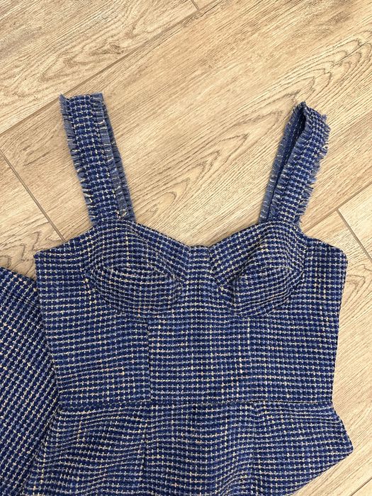 костюм жакет і сарафан твід з пірʼям