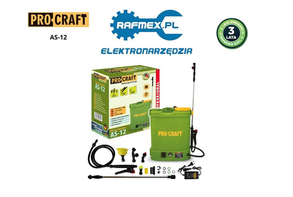 PROCRAFT Opryskiwacz Akumulatorowy 12V 8,0Ah 12L 5,5Bar
