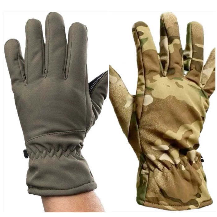 Зимові тактичні рукавиці Softshell олива, мультикам M L XL XXL