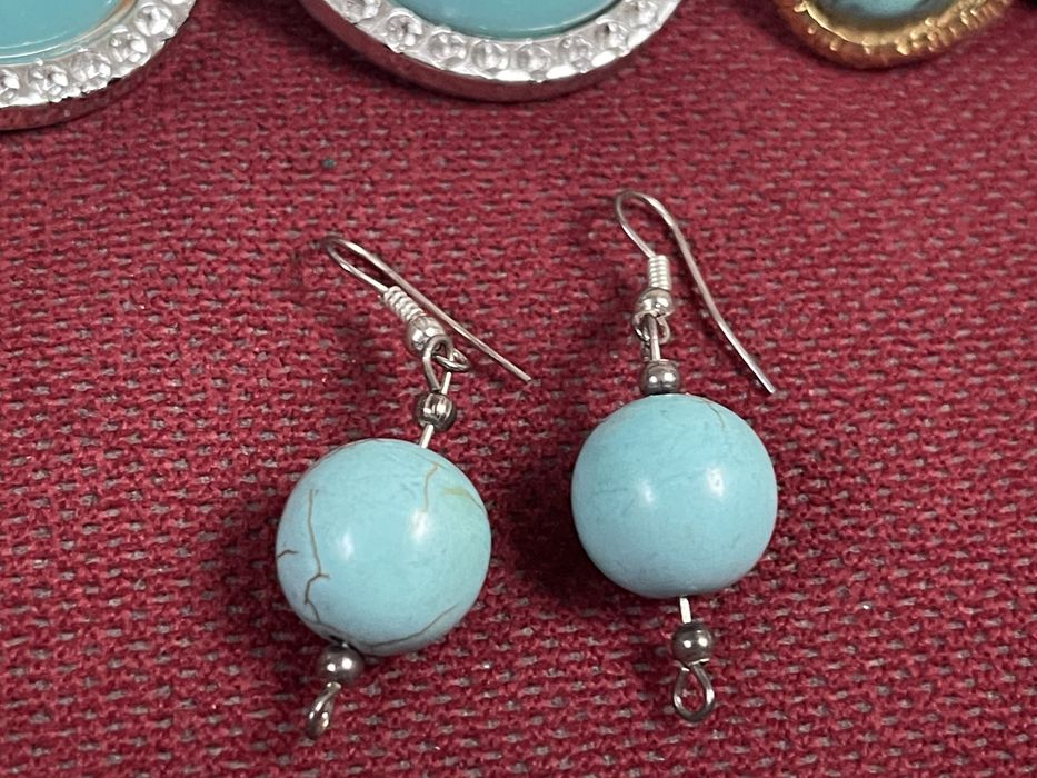 Turkus Stary Zestaw Klipsy Kolczyki z Prl