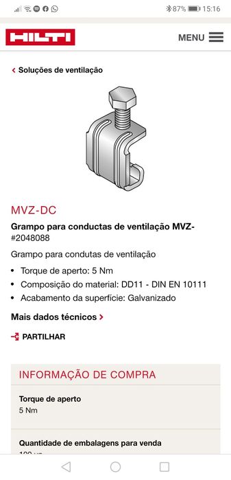 Grampo HILTI mvz-dc