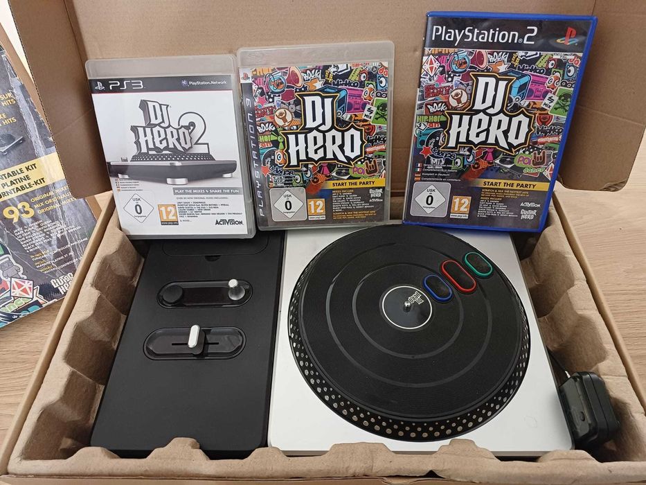 Konsola DJ HERO PS2 i PS3 Pudełko Odbiornik Gry PS2 oraz 2 szt. na PS3