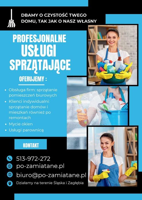 Sprzątanie domów/mieszkań/biur/obiektów. Czysto ! Szybko ! Solidnie !