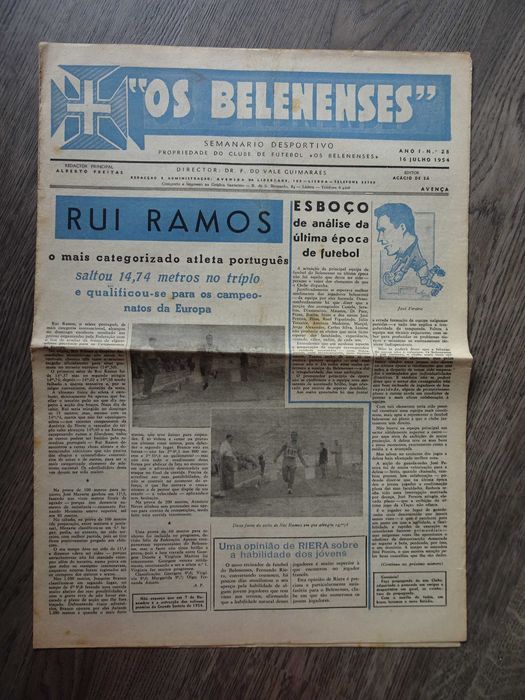 Antigo Jornal Belenenses 16 de Julho 1954