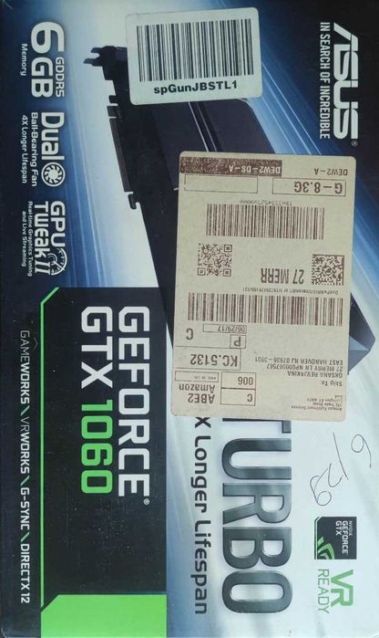 відеокарта gtx 1060 6gb asus turbo
