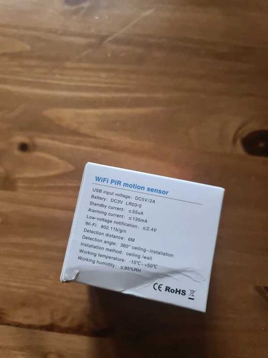 Sensor Detetor Movimento Tuya Wi-Fi PIR Sem Fios Casa Sistema Alarme