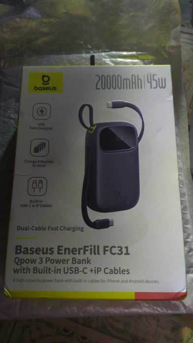 Повербанк Baseus QPow 3 EnerFill FC31 на 20000 45W з кабелем ip/адройд